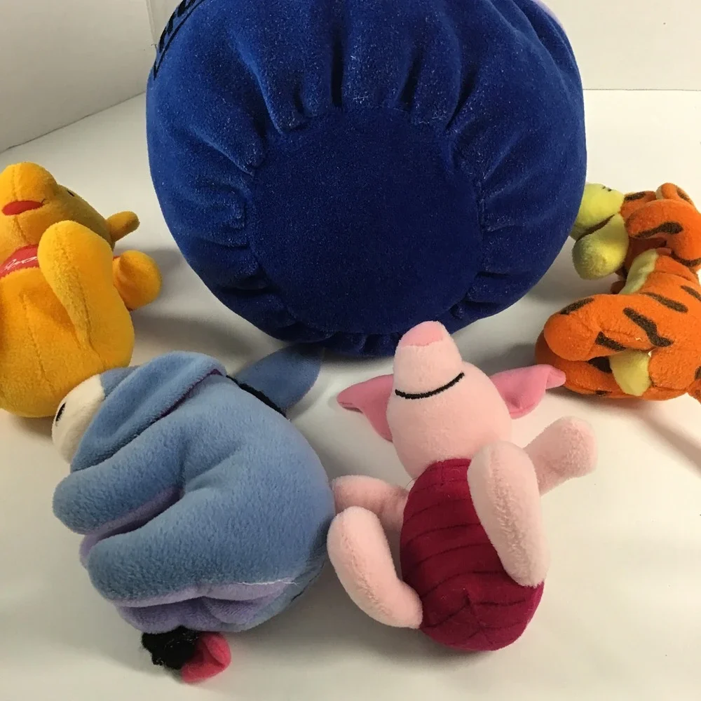 Vintage 90's Disney Winnie the Pooh & Friends Hunny Pot Plush 5 piece Rattle Set